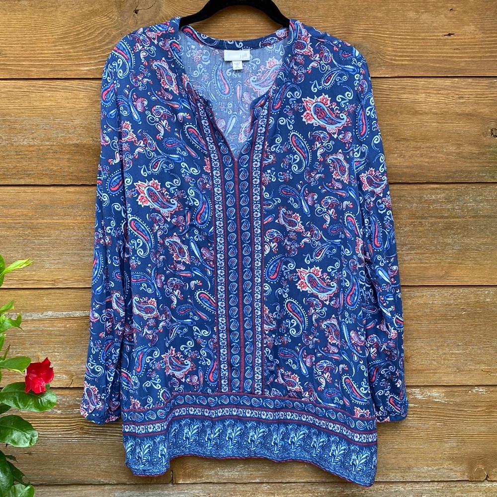 J. Jill Blue and Red Paisley Tunic